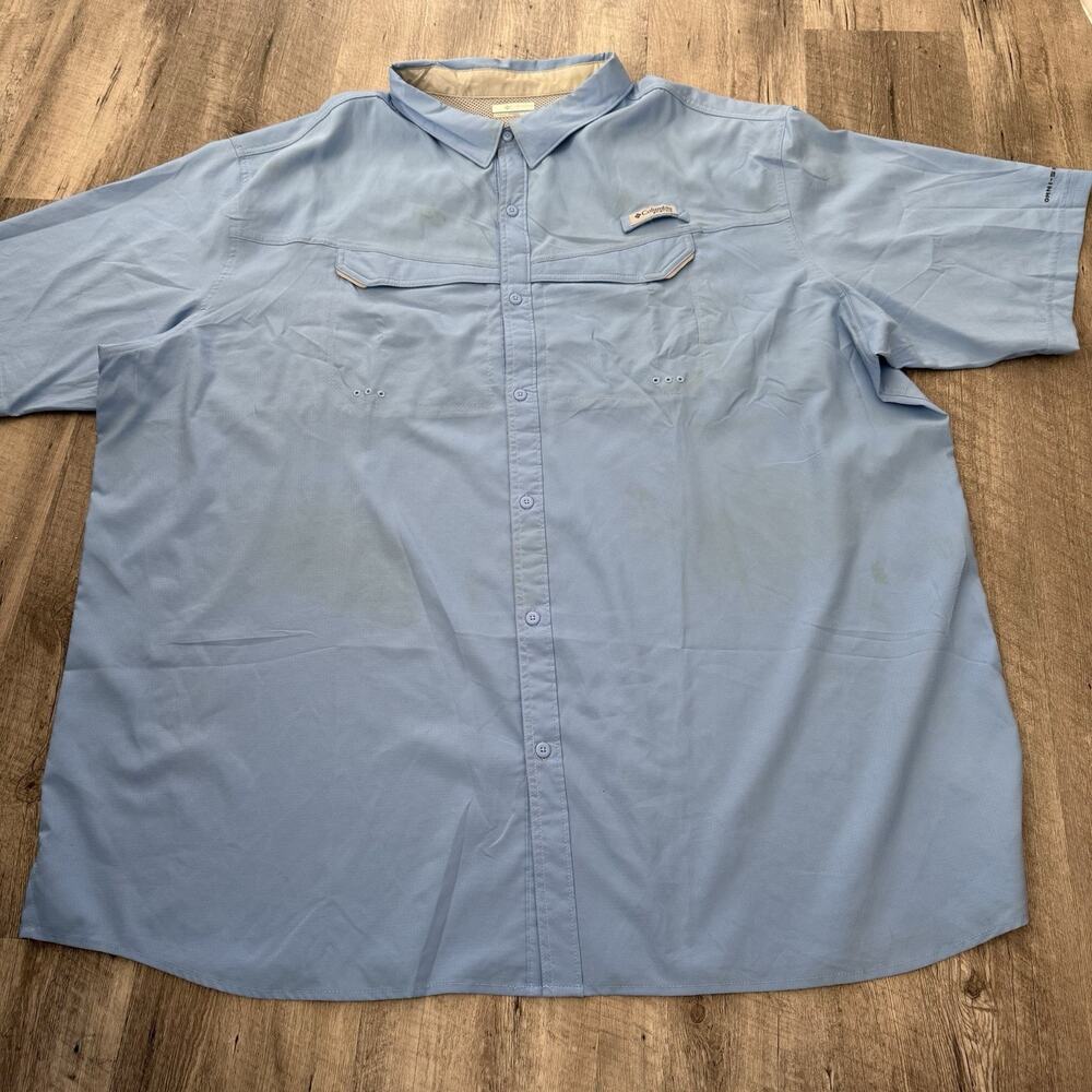Columbia PFG Bahama Shirt Mens 5XT Tall Blue Short Sleeve Vented Omni Shade Sun